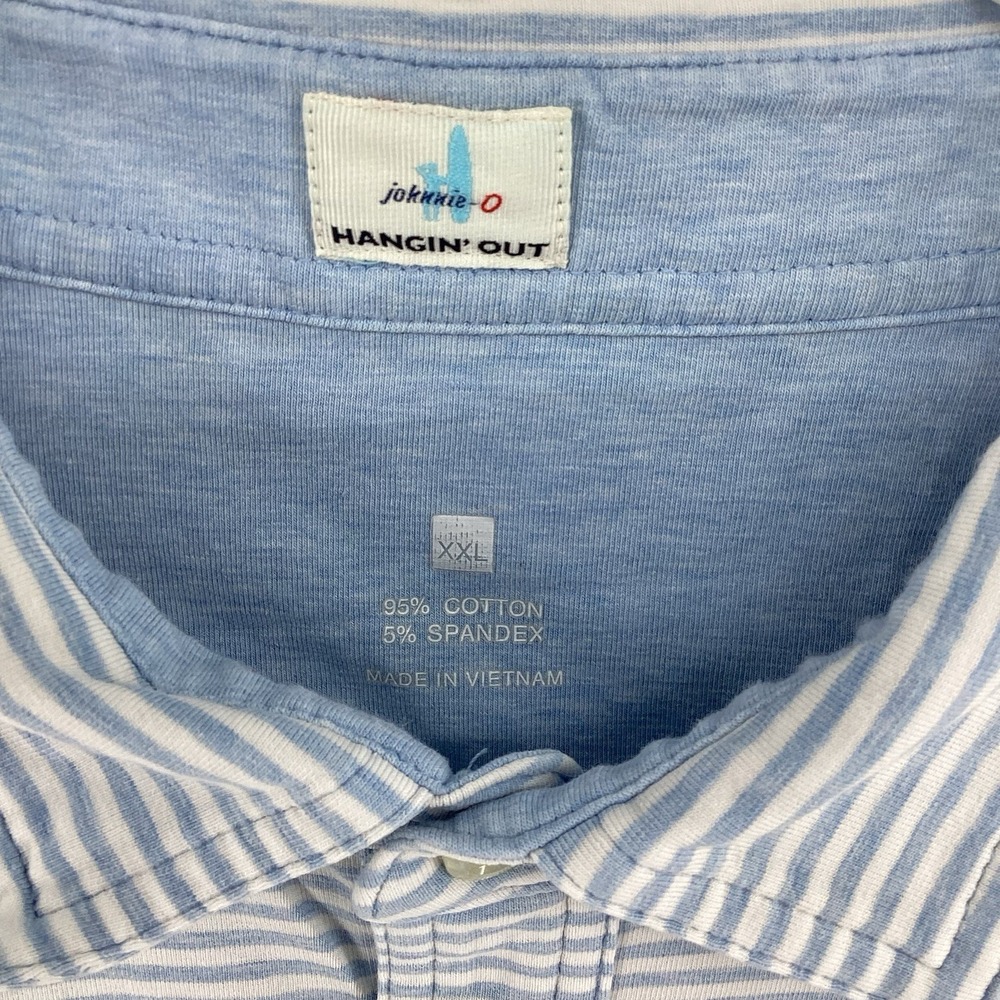 Mens Johnnie-O Hanging Out Short Sleeve Striped Golf Pocket Polo- Blue/white-XXL - Picture 4 of 7
